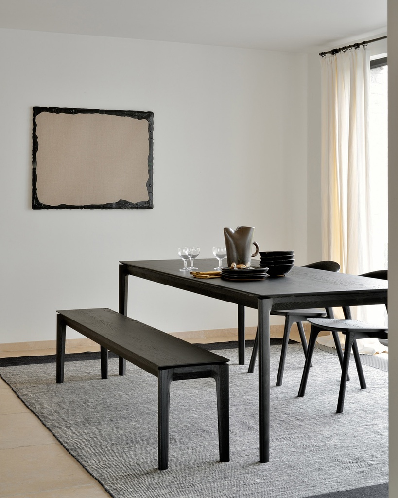 Black and oak dining chairs discount